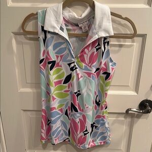 Tommy Bahama Pastel Leaf Print Golf Shirt
